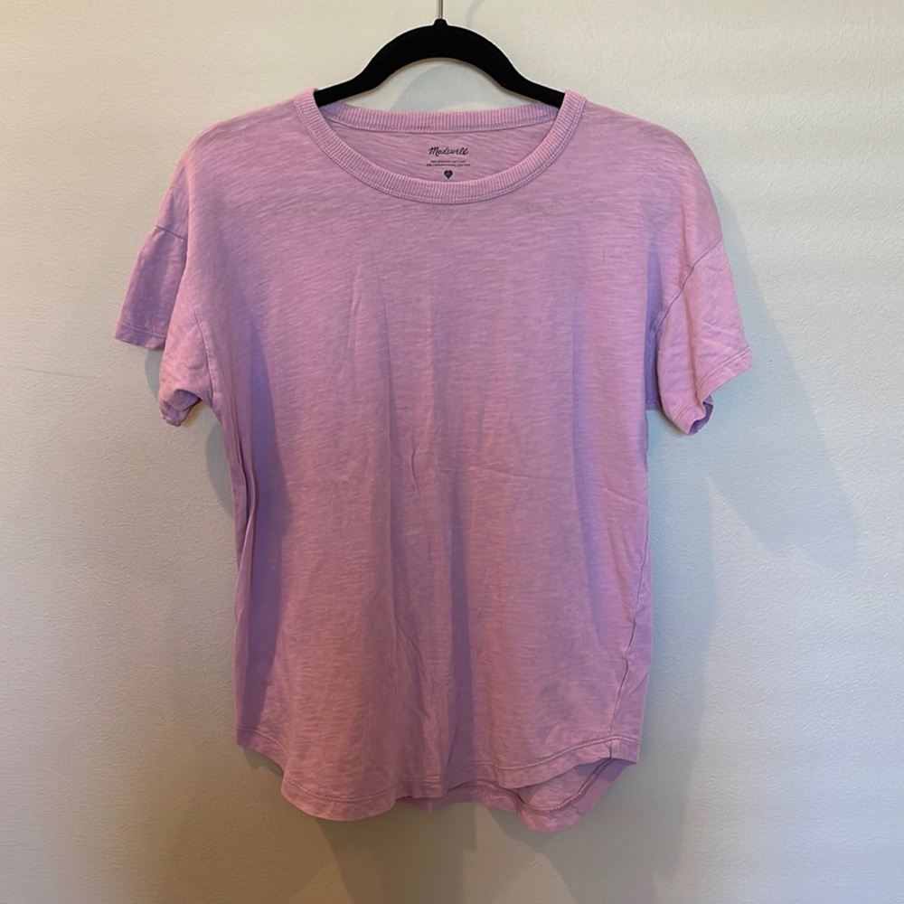 Madewell, curved Hem, Crew-Neck Lilac Tee, M